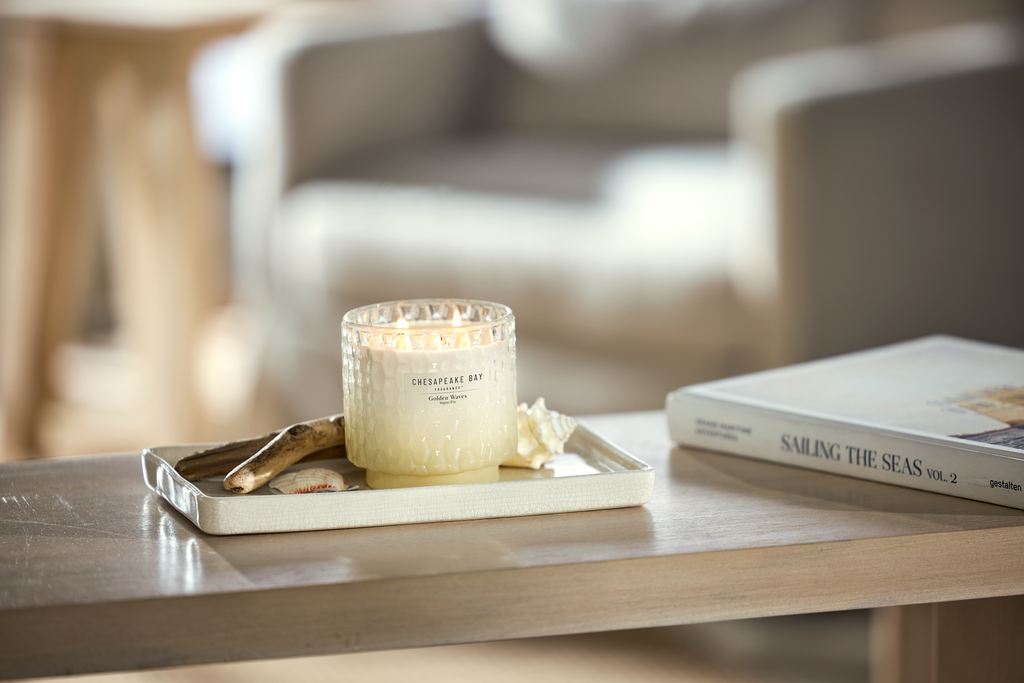 Golden Waves Large Candle